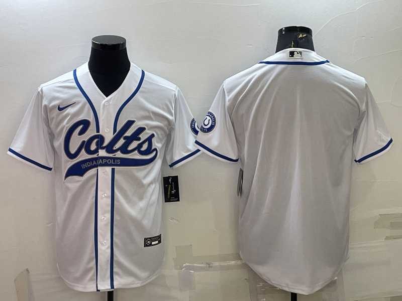 Men%27s Indianapolis Colts Blank White Cool Base Stitched Baseball Jersey->indianapolis colts->NFL Jersey